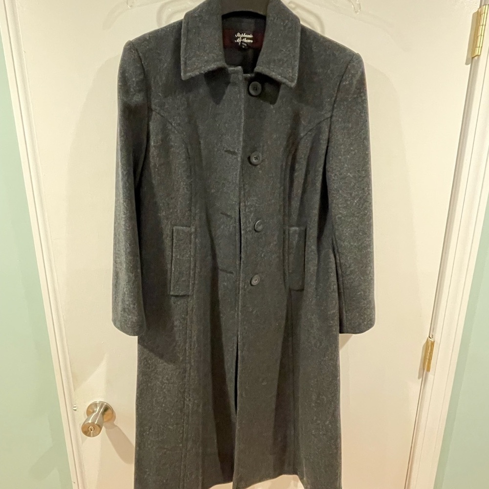 Petite Gray Wool Blend Long Coat
